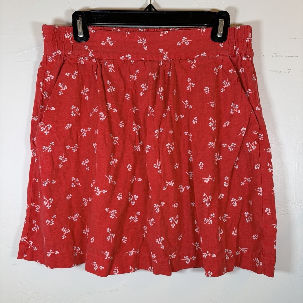 Ann Taylor Loft Retro Y2K Red Floral Skirt Size M Mini Pleats Cottage Pockets